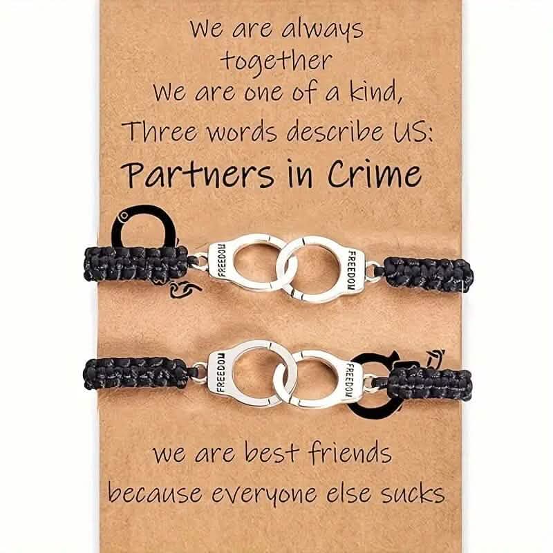 2-Pieces: Classic Vintage Handcuff Charm Friendship Bracelets