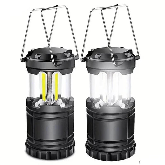 2-Pieces: Super Bright LED Camping Lantern - Portable and Collapsible Emergency Flashlight with Battery Power