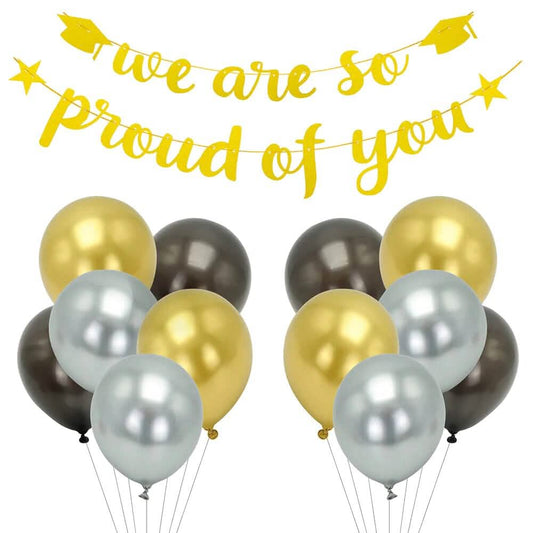 24-Piece: Gold Letter Banner "We Are So Proud of You" Hanging Decor