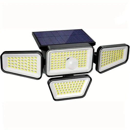 270 LEDs Solar Wall Light With Motion Sensor - 4 Head Lamp, 3 Lighting Modes Wide Angle Security Wireless Flood Light