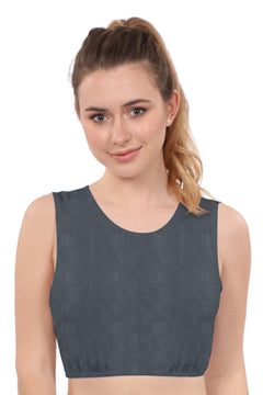 Crop Top Tank Top with Full Shoulder Coverage and Jewel Neckline