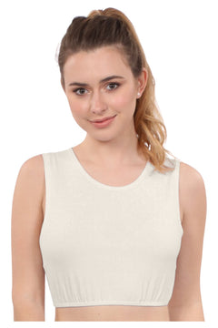 Crop Top Tank Top with Full Shoulder Coverage and Jewel Neckline