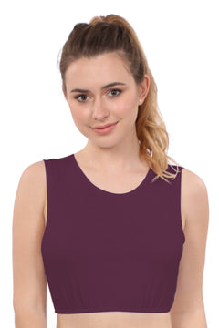 Crop Top Tank Top with Full Shoulder Coverage and Jewel Neckline