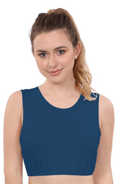 Crop Top Tank Top with Full Shoulder Coverage and Jewel Neckline