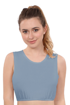 Crop Top Tank Top with Full Shoulder Coverage and Jewel Neckline