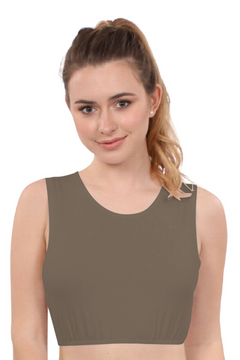 Crop Top Tank Top with Full Shoulder Coverage and Jewel Neckline