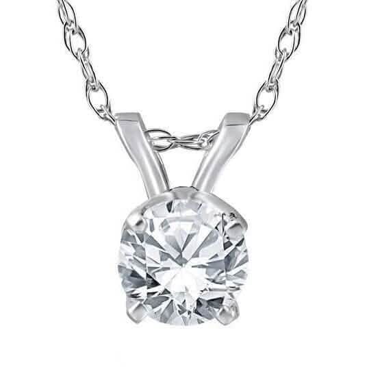 3/4Ct Round Cut Diamond Solitaire Pendant 14K White Gold