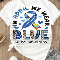 "In April We Wear Blue" Autism Awareness – Ribbon Puzzle Piece Women's Top