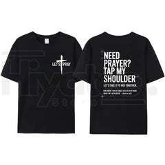 "Need Prayer? Tap My Shoulder" T-Shirt – Matthew 18:20 Christian Faith Tee