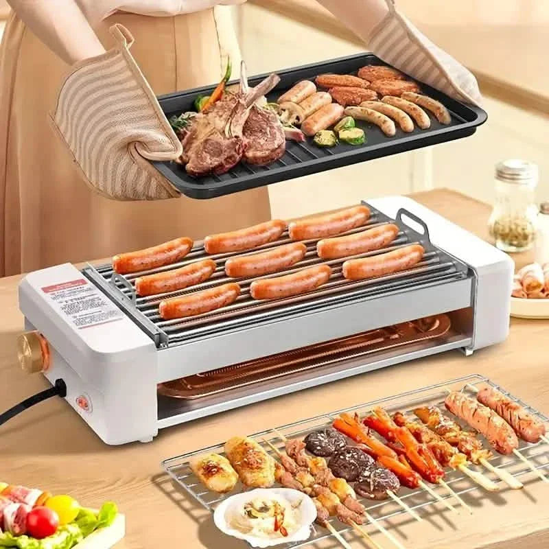 4-in-1 Multifunctional Sausage Grill – Non-Stick, Adjustable Temp, Removable Pan, Kitchen & Dorm Use