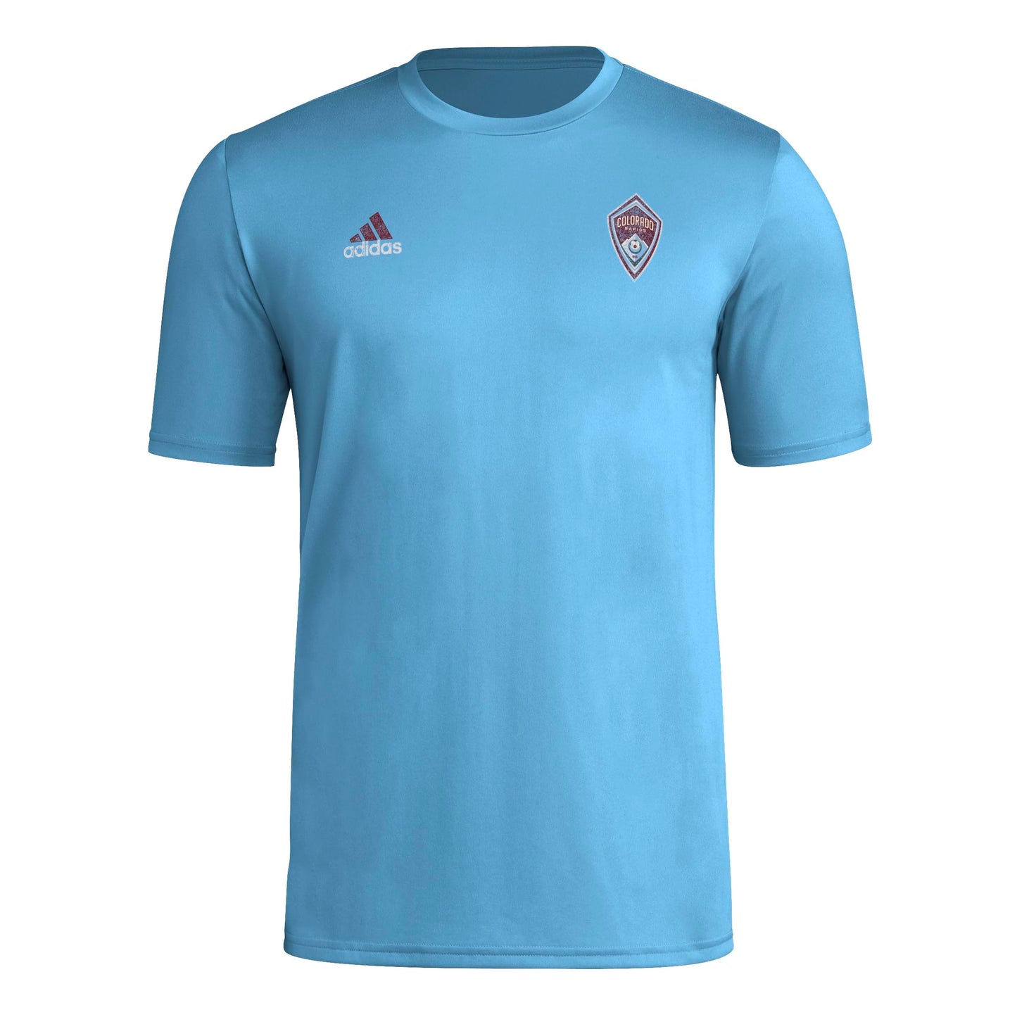 adidas Mens Short Sleeve Pre-Game T-Shirt Bahia Light Blue/Colorado Rapids XX-Large