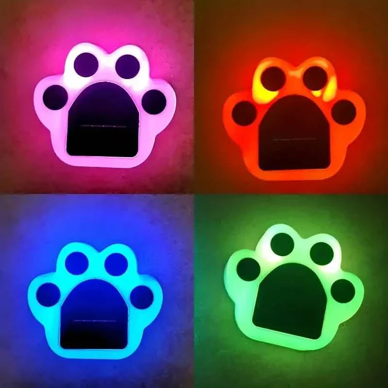 4-Pieces: Cute Paw-Shaped Solar Lawn Lights