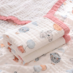 Fluffy Muslin Cotton Baby Blankets with Kids Print