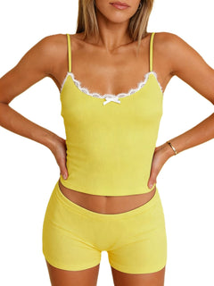 Contrast Trim Cami and Shorts Set