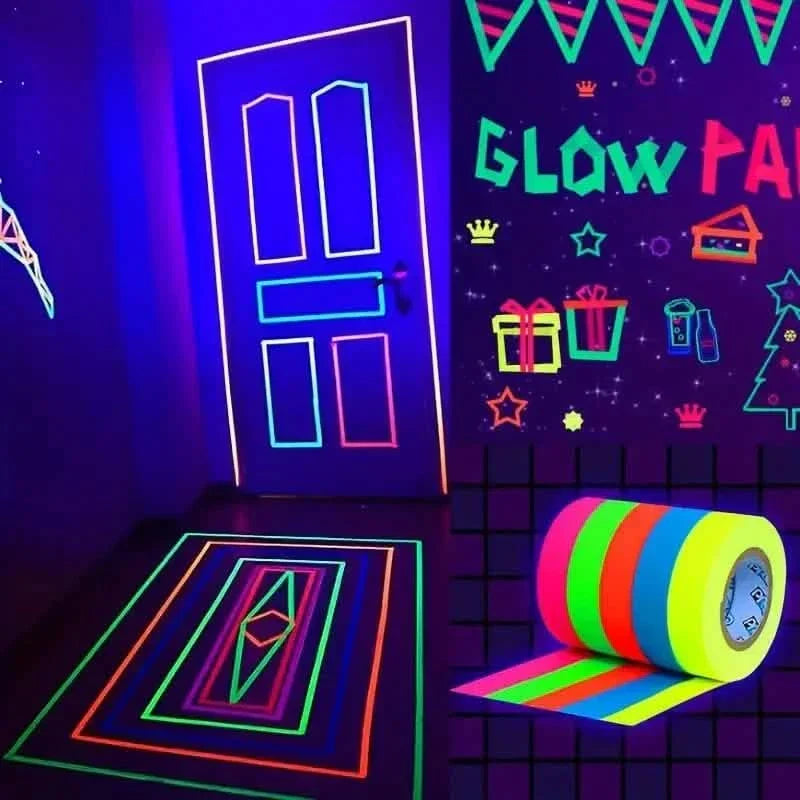 5-Pack:  Fluorescent Light Tape for Party Decorations, Birthdays & Crafts