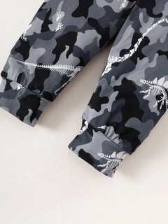 Children's Striped Hooded Bodysuit and Camouflage Pants Set