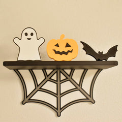 Spider Web Floating Shelf | Spooky Halloween Decor Shelf | 9" Wide x 5" Deep | Made in USA