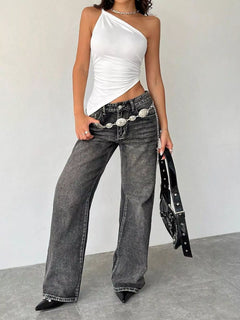 Asymmetrical One-Shoulder Slim Fit Cami