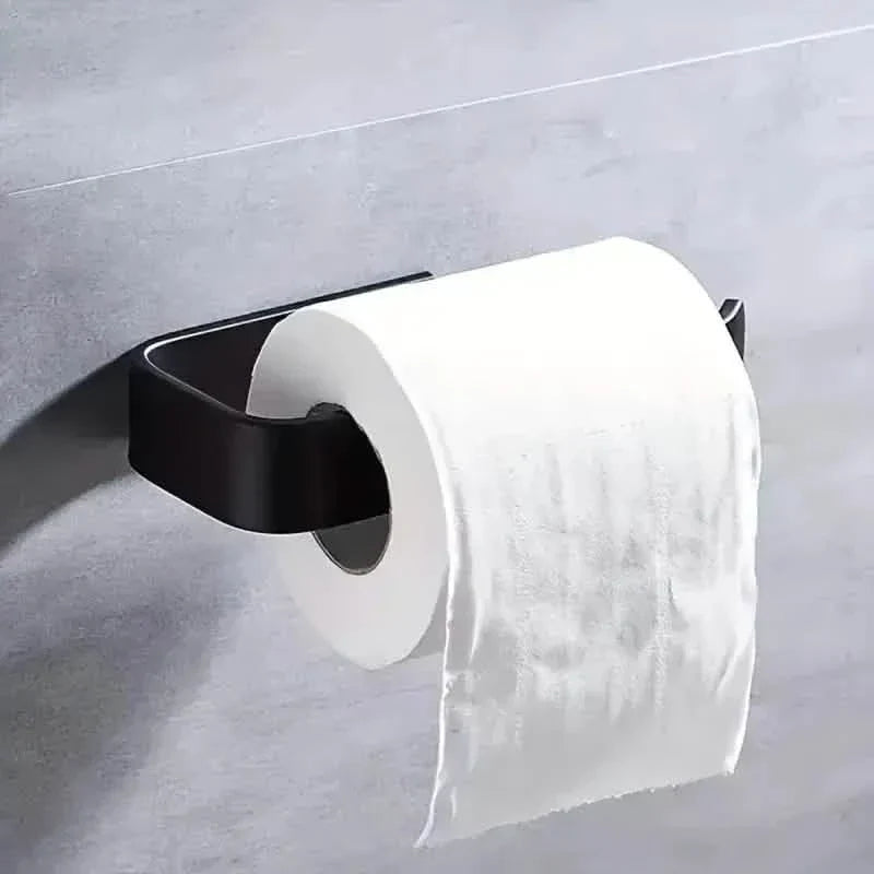 2-Pack: No-Drill Self-Adhesive Toilet Paper Holder – Black & White
