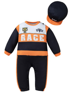 Yruiz Toddler Halloween Race Car Driver Costume Outfit Hat Orange Size 18-24M