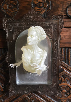 Ghost in the Mirror Wall Plaque,  Large Version, Resin |Victorian Gothic Haunted Wall Art |Gift for Halloween and Spooky Home Decor