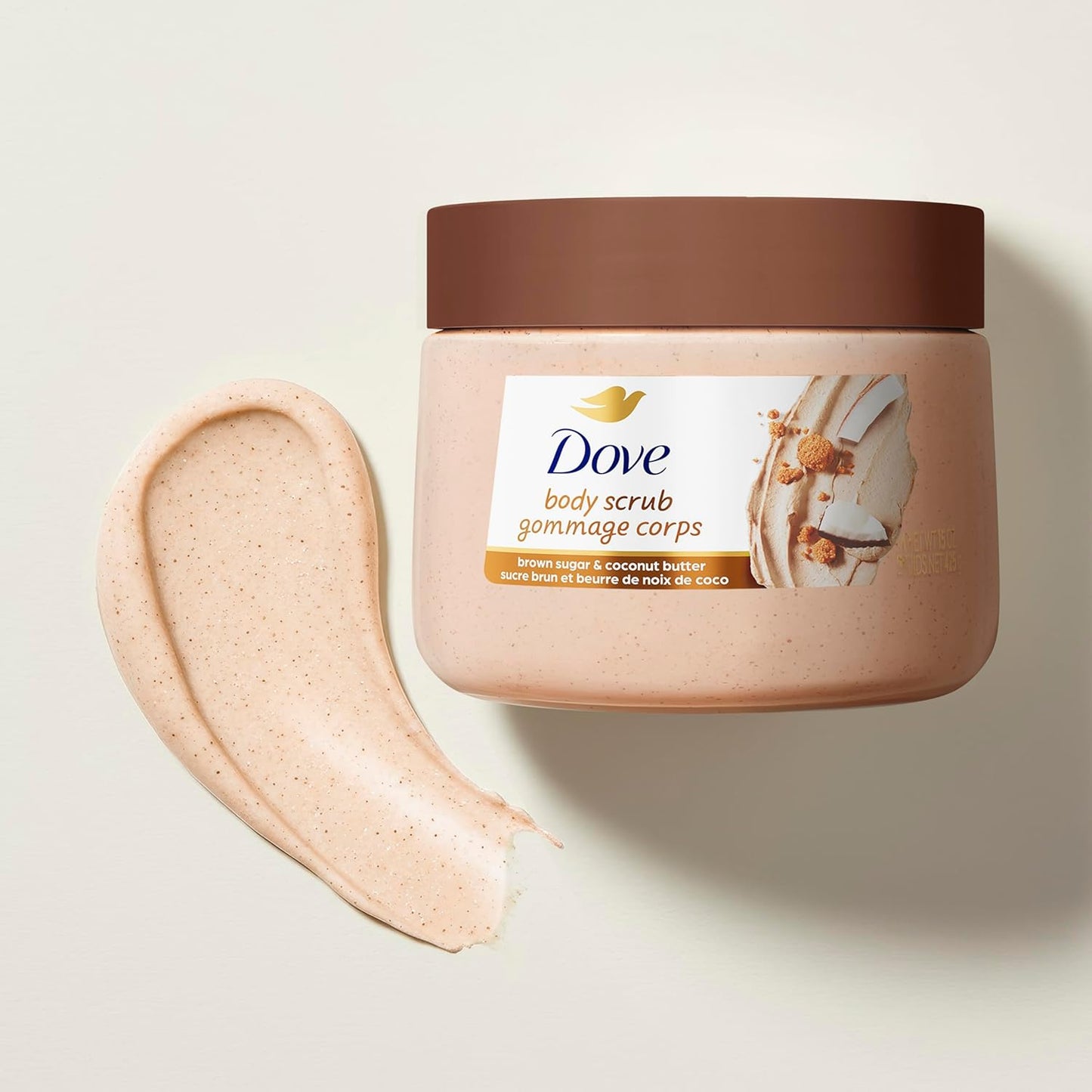 Dove Brown Sugar and Coconut Butter Body Scrub Exfoliates and Deeply Nourishes for Smooth, Radiant Skin 15 oz