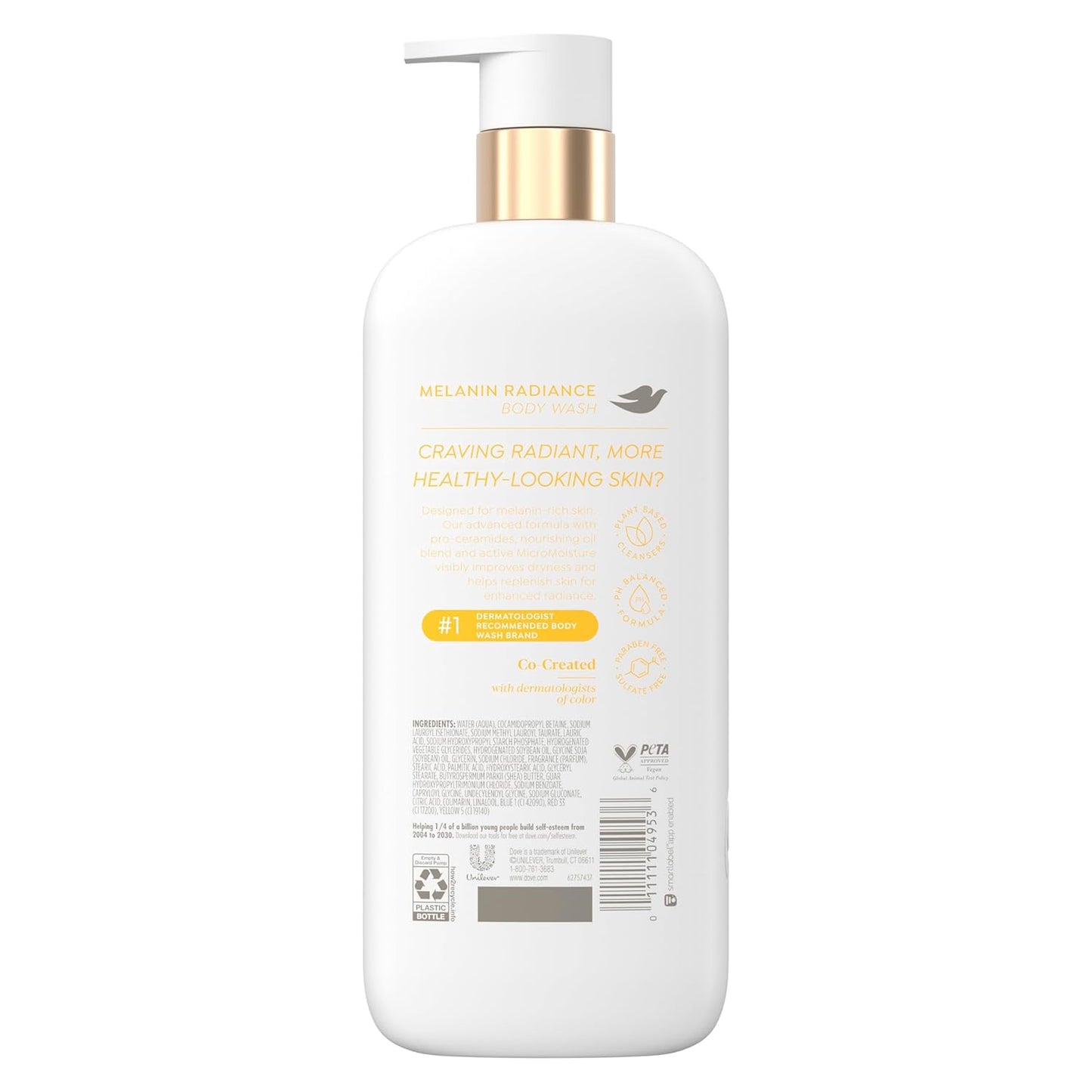 Dove Body Wash Melanin Radiance Nourishes for restored radiance 5% pro-ceramide serum with nourishing oil blend 18.5 oz
