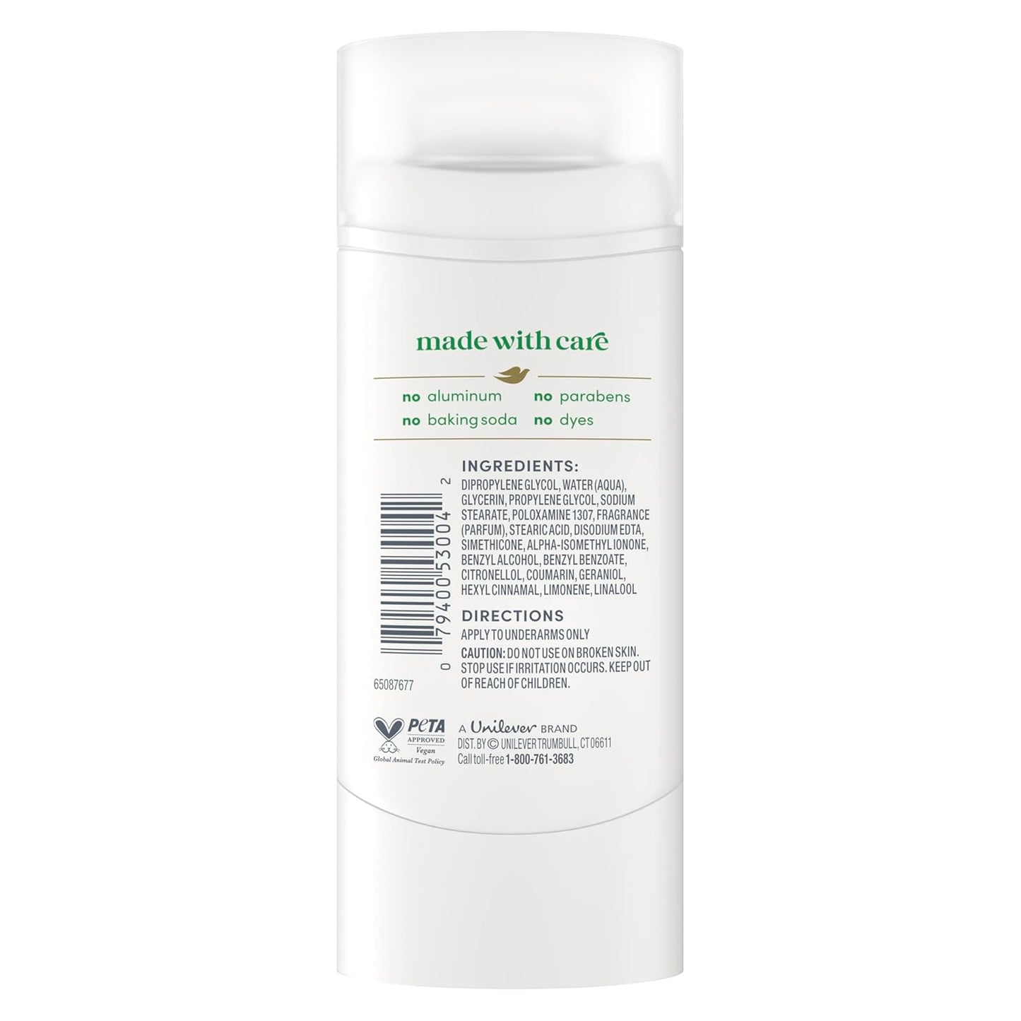 Dove Deodorant Stick Cucumber & Green Tea for 72 Hour Odor Protection Aluminum Free 2.4 oz