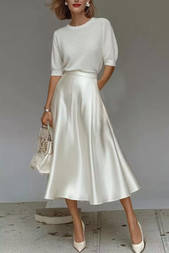 Satin A-Line Midi Skirt
