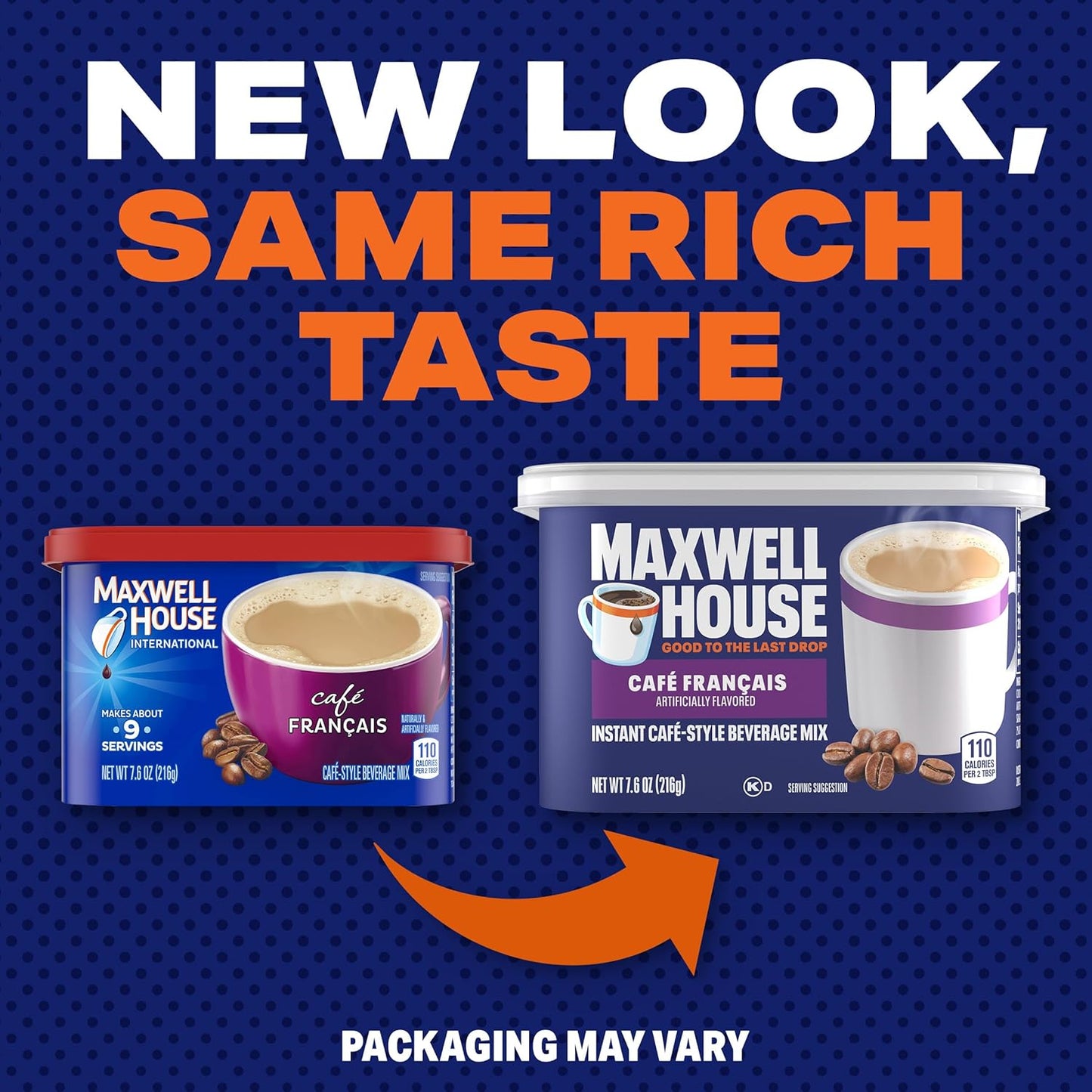 Maxwell House Instant Cafe-Style Beverage Mix, Easy to Prepare, 1 Canister, for Quick Morning Coffee or Afternoon Treat, Cafe Francais, Kosher Dairy, 7.6 oz