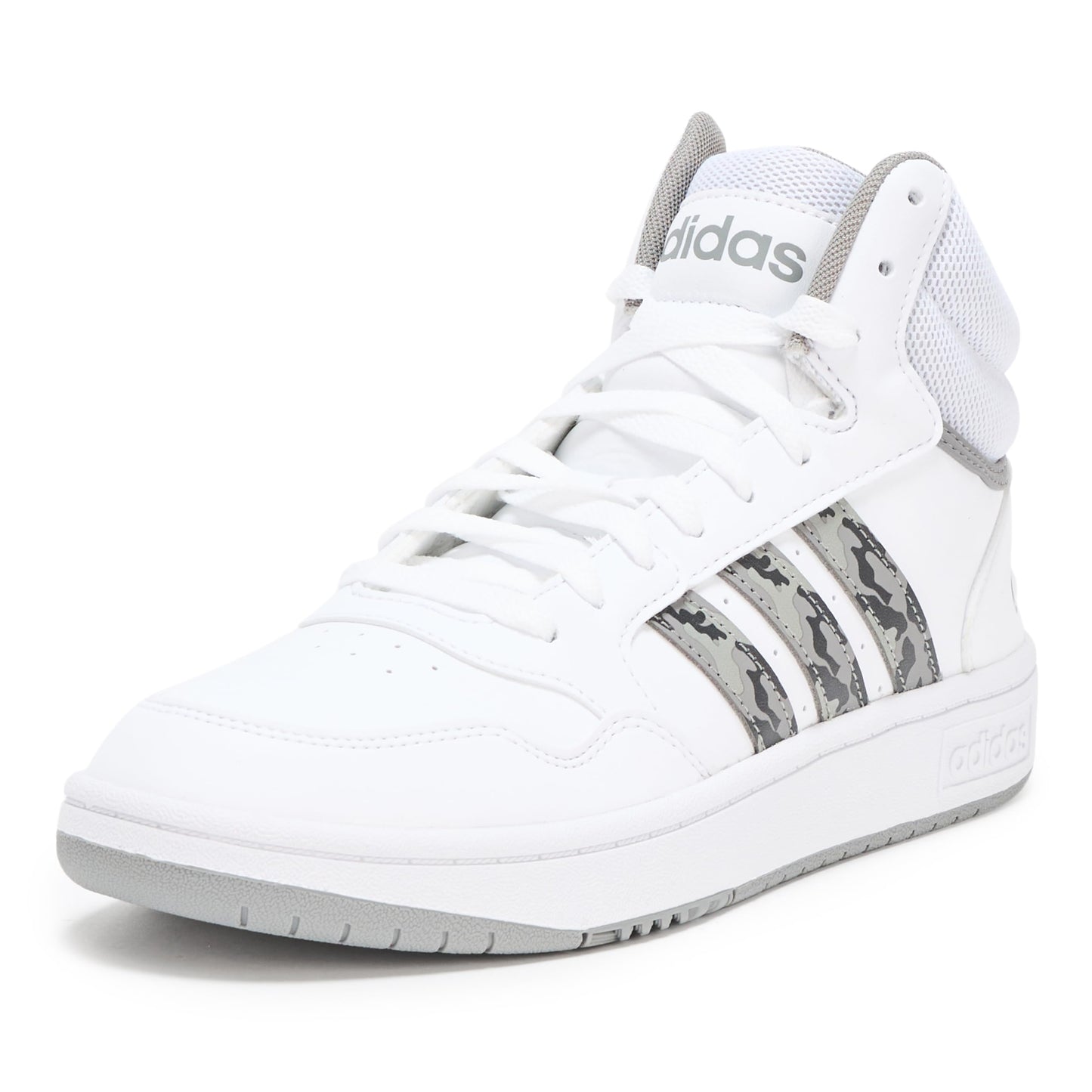 adidas Mens Hoops 3.0 Mid Top Basketball Sneaker White/Grey/Solid Grey 9.5
