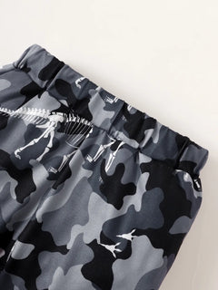 Children's Striped Hooded Bodysuit and Camouflage Pants Set