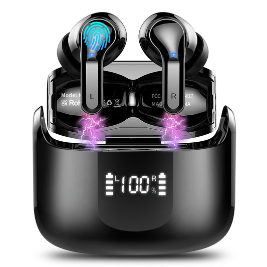 Wireless Earbud Bluetooth Headphones 5.3 NEW 40H Ear Buds Bass Stereo Earphones Noise Cancelling Earbud with 4 ENC Mic in-Ear Bluetooth Earbud USB-C LED Display IP7 Waterproof Sport for Android iOS