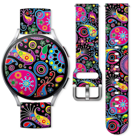 Sport Bands Compatible for Galaxy Watch 6 Band/Galaxy Watch 5/Galaxy Watch 4 Band Galaxy Watch 5 Pro/Galaxy Watch 3/Active 2 Watch 20mm Soft Silicone Sports Strap Women Men(Cute Boho Flower)
