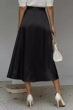 Satin A-Line Midi Skirt