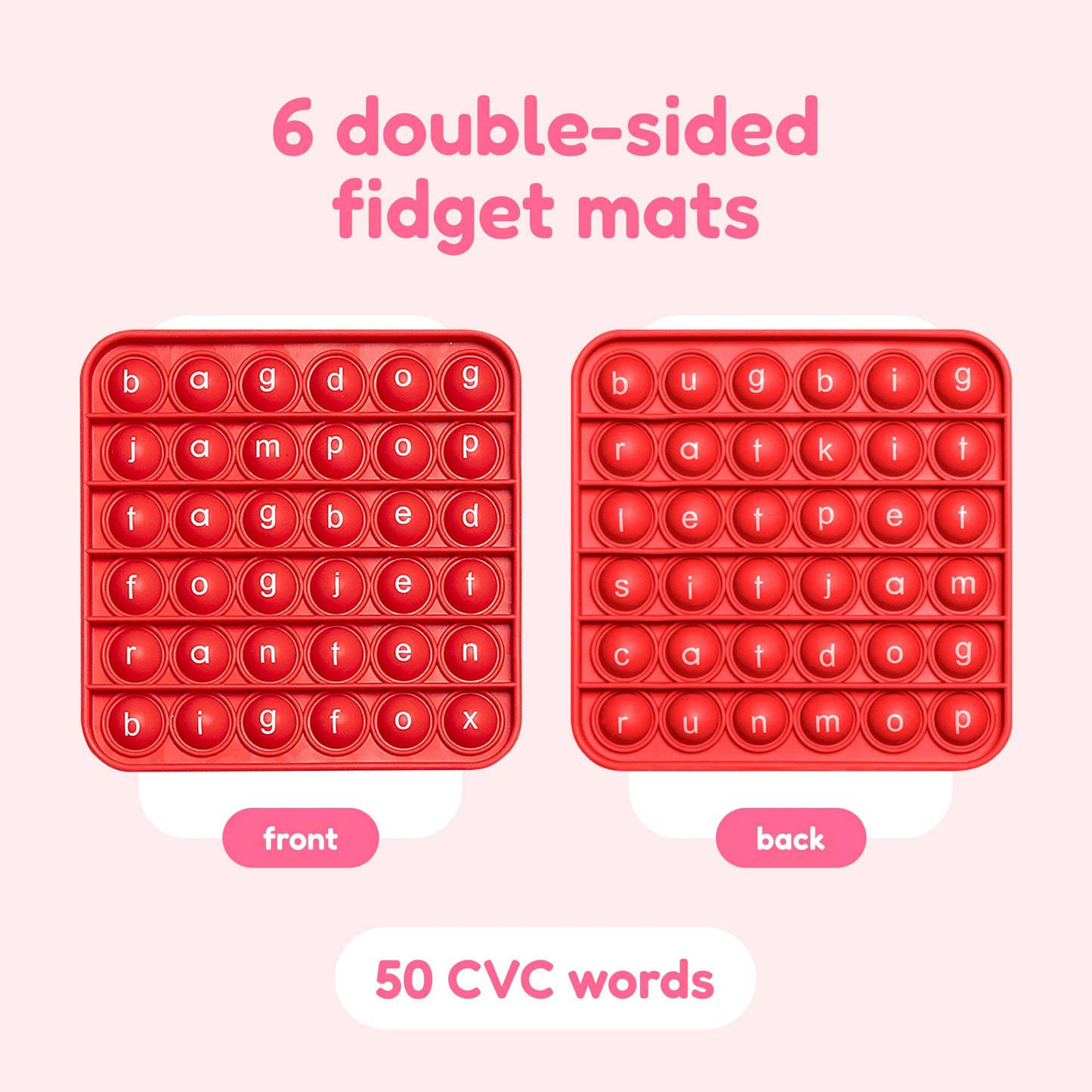 6 Extra CVC Fidget Mats (Word Pop)
