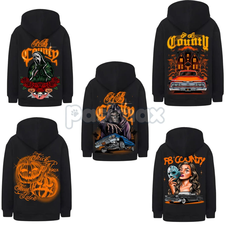 FB County Heavyweight Oversized Halloween Graphic Hoodie – Pullover Streetwear, Unisex Fall Apparel