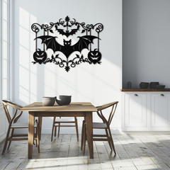 Black Metal Wall Art - Spooky Halloween Jack-O'-Lantern Design
