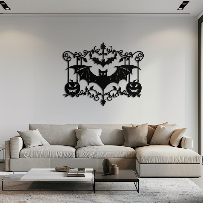 Black Metal Wall Art - Spooky Halloween Jack-O'-Lantern Design