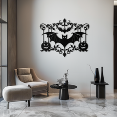 Black Metal Wall Art - Spooky Halloween Jack-O'-Lantern Design