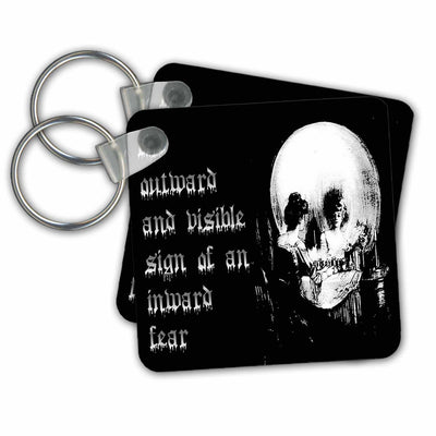 3dRose Key Chains All Is Vanity - ghost, halloween, optical illusion, paranormal, seasonal, silhouette, skeleton (kc-47079-1)