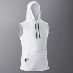 Men's Quick-Dry Gym Hoodie T-Shirt Black