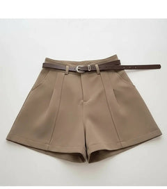 Vintage-Inspired Solid High-Waist A-Line Shorts