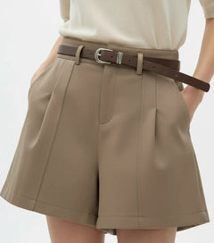 Vintage-Inspired Solid High-Waist A-Line Shorts