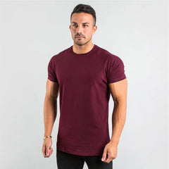 Cotton Plain Tops Tees Fitness Mens