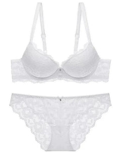 Hollow Lace Floral Sexy lingerie set Bow Padded Push Up women's bra Suitable for Small Busts sexy bras and panties