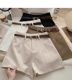 Vintage-Inspired Solid High-Waist A-Line Shorts