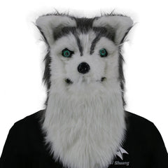 Movable Mouth Fox Mask Halloween Costume Cosplay Party Mouth Mover Wolf Masks Animal Panda Husky Orangutan Artificial Fur Mask