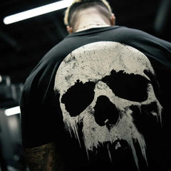 Men's Skull Print Cotton Gym T-Shirt