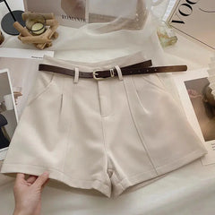 Vintage-Inspired Solid High-Waist A-Line Shorts